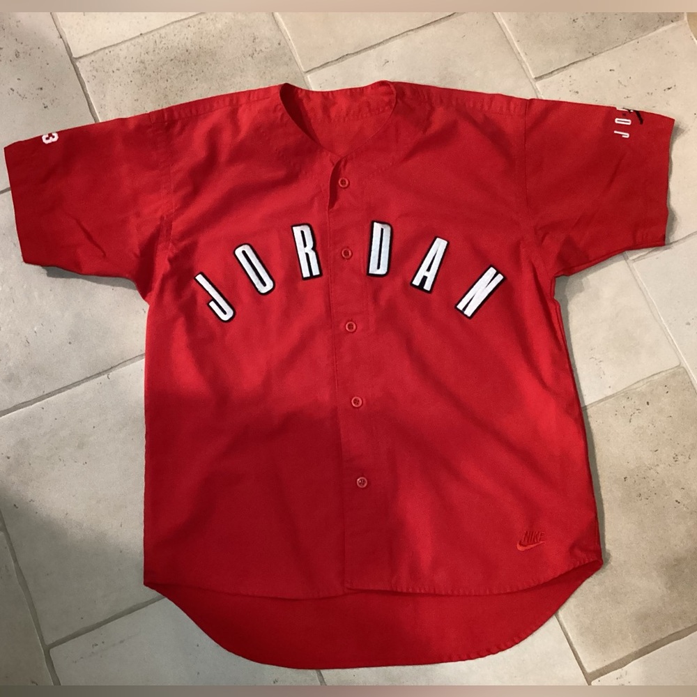 Nike Air Jordan Embroidered Red Baseball Jersey Shirt XL